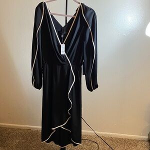 White House Black Market Black Dress with White Accents